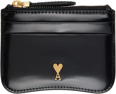 Ami Alexandre Mattiussi Black Paris Paris Zipped Card Holder