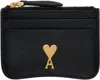 Ami Alexandre Mattiussi Ami Paris Paris Paris Zipped Coin Purse In Black/vibrated Brass