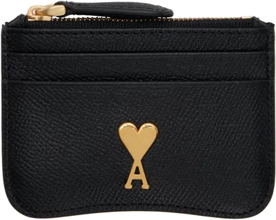 AMI ALEXANDRE MATTIUSSI BLACK PARIS PARIS ZIPPED CARD HOLDER
