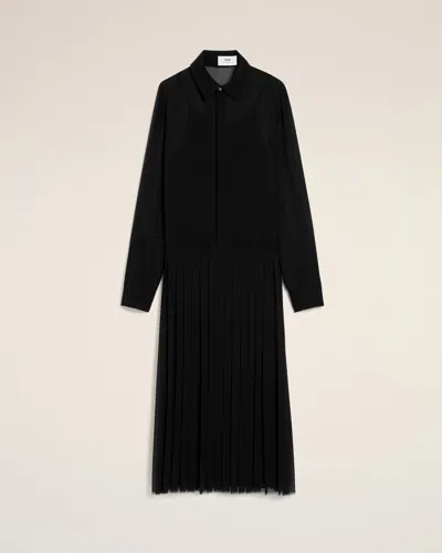 Ami Alexandre Mattiussi Lapel Long Sleeve Dress In Black