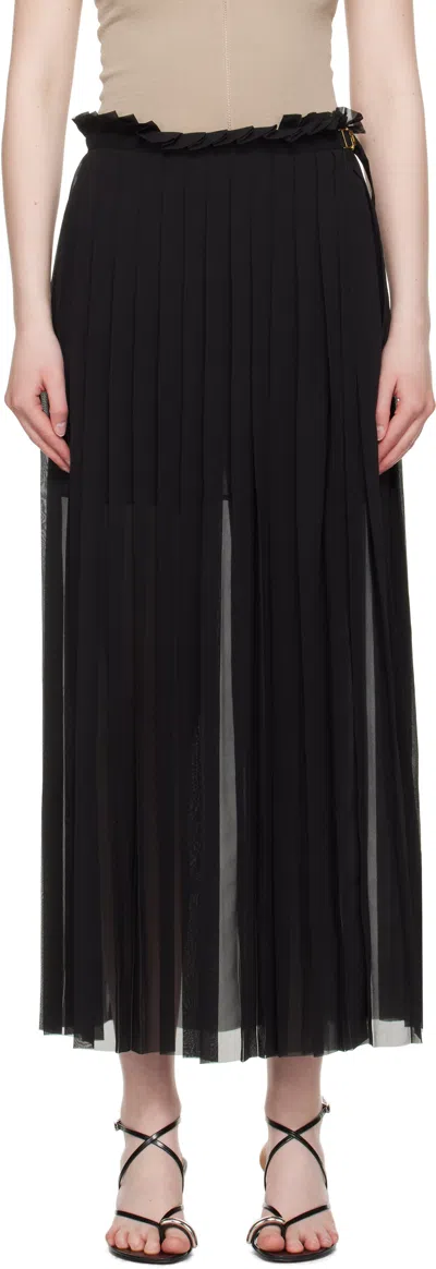 Ami Alexandre Mattiussi Black Pleated Midi Skirt