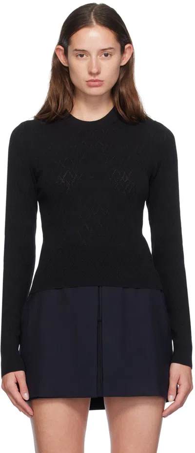 Ami Alexandre Mattiussi Black Pointelle Sweater In Black/001
