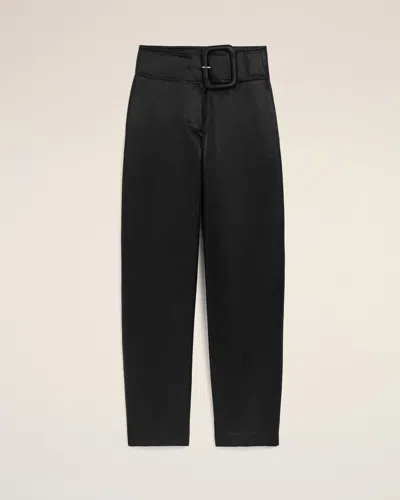 Ami Alexandre Mattiussi Black Satin Buckled Belt Trousers Black