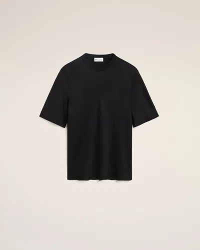 Ami Alexandre Mattiussi Black Satin Short Sleeves Rib Detail T-shirt Black