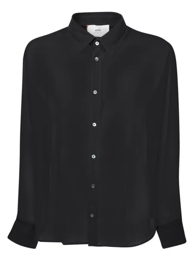AMI ALEXANDRE MATTIUSSI BLACK SHEER SHIRT