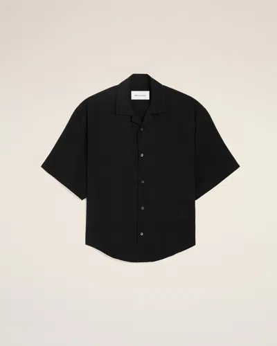 Ami Alexandre Mattiussi Black Short Sleeve Embroidered Ami Paris Boxy Shirt Black