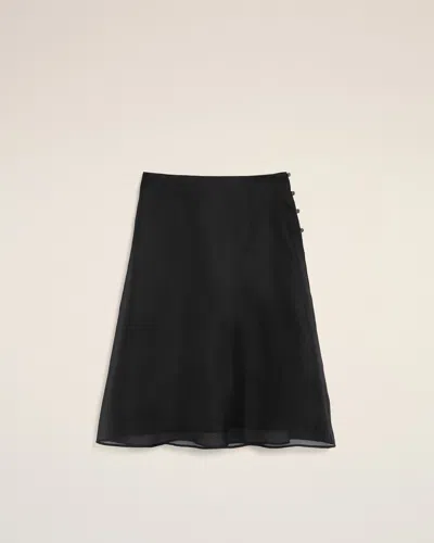 Ami Alexandre Mattiussi Black Silk Midi Sheer Underskirt Trapeze Skirt Black