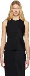 Ami Alexandre Mattiussi Black Sleeveless Tank Top In Wool Gabardine Black
