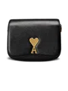 Ami Alexandre Mattiussi Grained Texture Adjustable Strap Bag Gold-tone Hardware In Black
