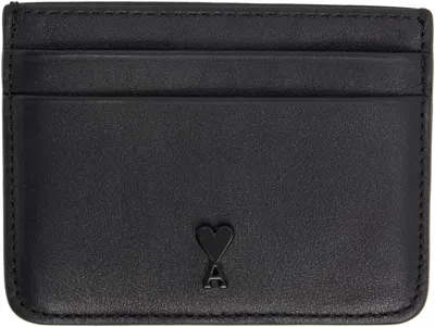 Ami Alexandre Mattiussi Black Smooth Leather Ami De Coeur Card Holder