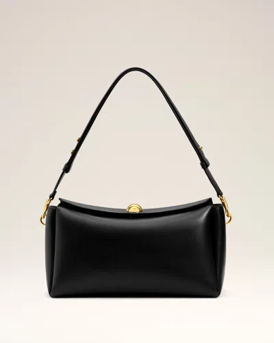 AMI ALEXANDRE MATTIUSSI BLACK SMOOTH LEATHER CARROUSEL MEDIUM BAG BLACK