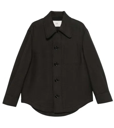 Ami Alexandre Mattiussi Black Solid Shirt Collar Blazer