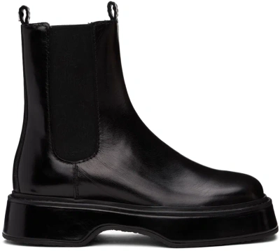 Ami Alexandre Mattiussi Black Square Toe Boots In Black/001