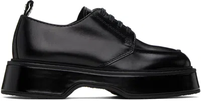 Ami Alexandre Mattiussi Black Square Toe Derbys In Wool Tricotine Black