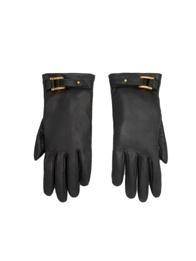 AMI ALEXANDRE MATTIUSSI BLACK STRAP DETAIL GLOVES