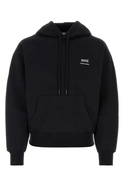 AMI ALEXANDRE MATTIUSSI BLACK STRETCH COTTON SWEATSHIRT