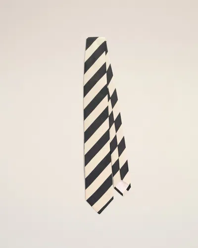 Ami Alexandre Mattiussi Black Striped Cotton And Silk Tie Black In Multi