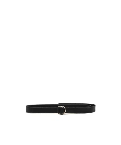 AMI ALEXANDRE MATTIUSSI BLACK SUPPLE LEATHER DOUBLE BUCKLE 35MM BELT