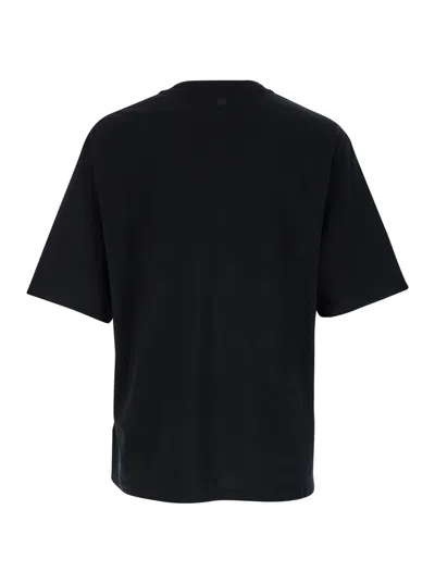 Ami Alexandre Mattiussi Black T-shirt With Red Adc Embroidery In Cotton Man