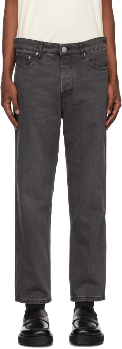 AMI ALEXANDRE MATTIUSSI BLACK TAPERED FIT JEANS