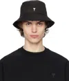 Ami Alexandre Mattiussi Ami Paris Ami De Coeur Stud Technical Twill Bucket Hat In 001 Black