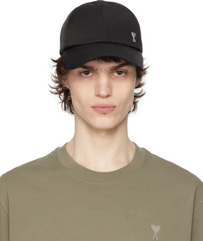 AMI ALEXANDRE MATTIUSSI BLACK TWILL AMI DE COEUR STUD CAP