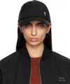 Ami Alexandre Mattiussi Black Twill Ami De Coeur Stud Cap In Wool Gabardine Black