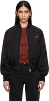 Ami Alexandre Mattiussi Oversized Bomber Jacket With Elastic Ribbing In Wool Gabardine Black