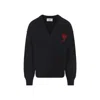 Ami Alexandre Mattiussi Ami Paris Ami Paris De Coeur Wool Cardigan In Black