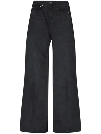 AMI ALEXANDRE MATTIUSSI BLACK WIDE-LEG JEANS