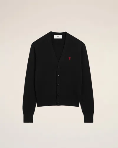 Ami Alexandre Mattiussi Ami Paris Logo Embroidered V-neck Cardigan In Animal Print