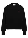 Ami Alexandre Mattiussi Ami Paris Ami De Coeur Wool Crewneck Sweater In Black