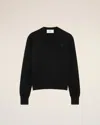 Ami Alexandre Mattiussi Black Wool Ami De Coeur Crewneck Sweater Black In Black