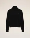 Ami Alexandre Mattiussi Black Wool Ami De Coeur Turtle Neck Sweater Black In Black