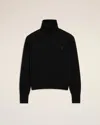 Ami Alexandre Mattiussi Black Wool Ami De Coeur Turtle Neck Sweater Black In Black