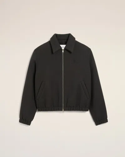 AMI ALEXANDRE MATTIUSSI BLACK WOOL AMI DE COEUR ZIPPED JACKET GREY
