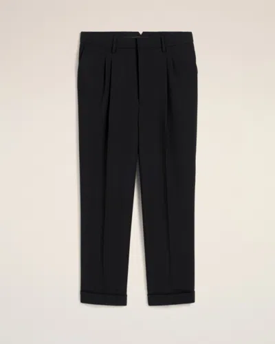 AMI ALEXANDRE MATTIUSSI BLACK WOOL CARROT FIT TROUSERS BLACK
