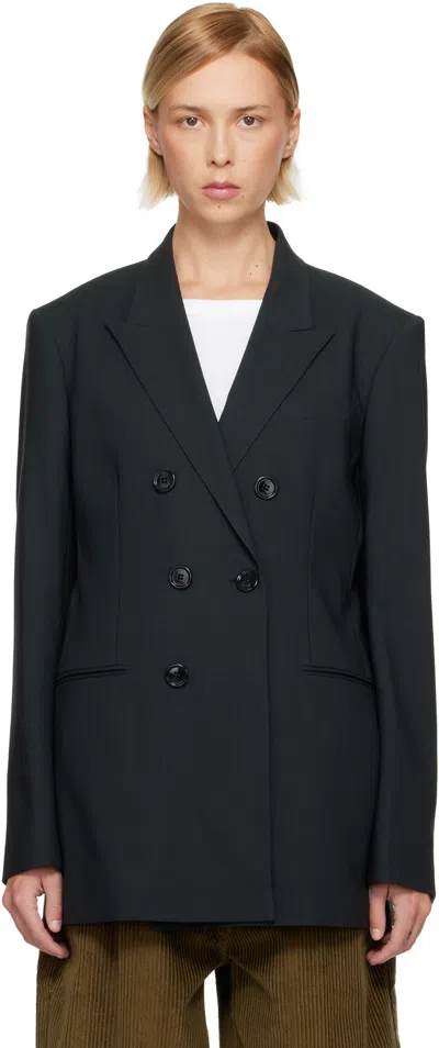 Ami Alexandre Mattiussi Black Wool Double Breasted Blazer In Gray