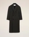 Ami Alexandre Mattiussi Black Wool Double Breasted Long Coat Grey In Black