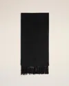Ami Alexandre Mattiussi Ami Ami De Coeur Fringed Embossed Scarf In Black