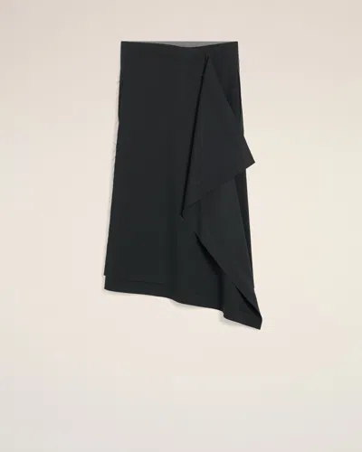 Ami Alexandre Mattiussi Black Wool Midi Wrapped  Skirt Grey In Gray