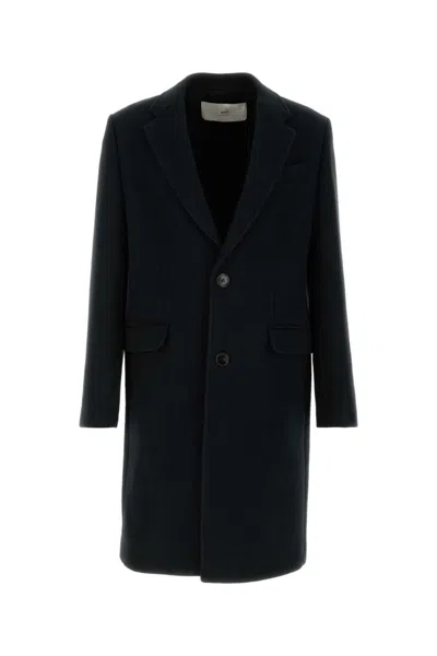 AMI ALEXANDRE MATTIUSSI BLACK WOOL SINGLE-BREASTED COAT