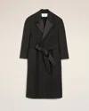 Ami Alexandre Mattiussi Black Wool Smocking Double Breasted Long Coat Grey In Brown