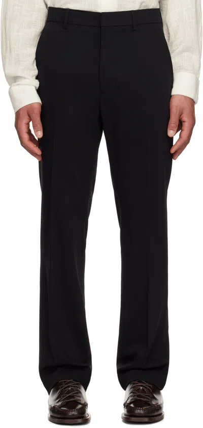 Ami Alexandre Mattiussi Black Wool Straight Fit Trousers In 001 Wool Gabardine B