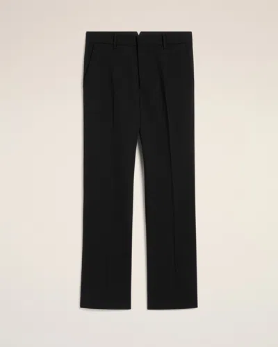 AMI ALEXANDRE MATTIUSSI BLACK WOOL STRAIGHT FIT TROUSERS BLACK