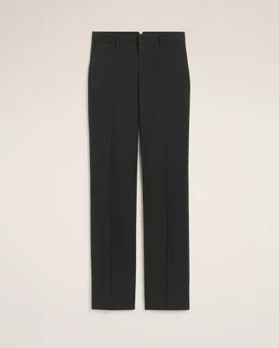 AMI ALEXANDRE MATTIUSSI BLACK WOOL STRAIGHT TROUSERS GREY