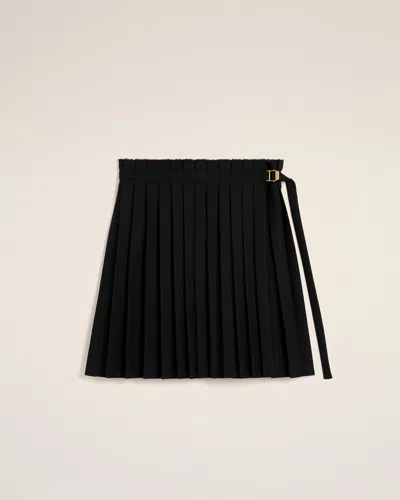 Ami Alexandre Mattiussi Black Wool Twill Short Pleated Skirt Black