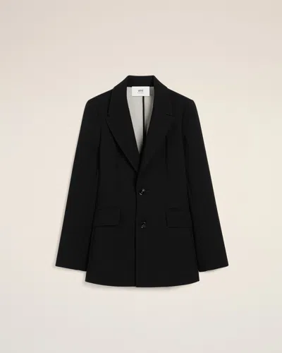 AMI ALEXANDRE MATTIUSSI BLACK WOOL TWO BUTTONS FITTED JACKET BLACK