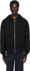 Ami Alexandre Mattiussi Black Zipped Ami De Coeur Hoodie In Black/001