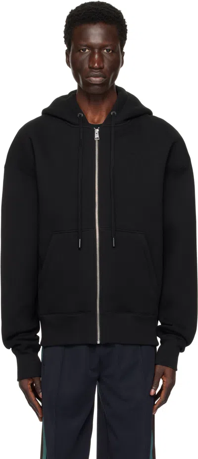 Ami Alexandre Mattiussi Black Zipped Ami De Coeur Hoodie In Black/001